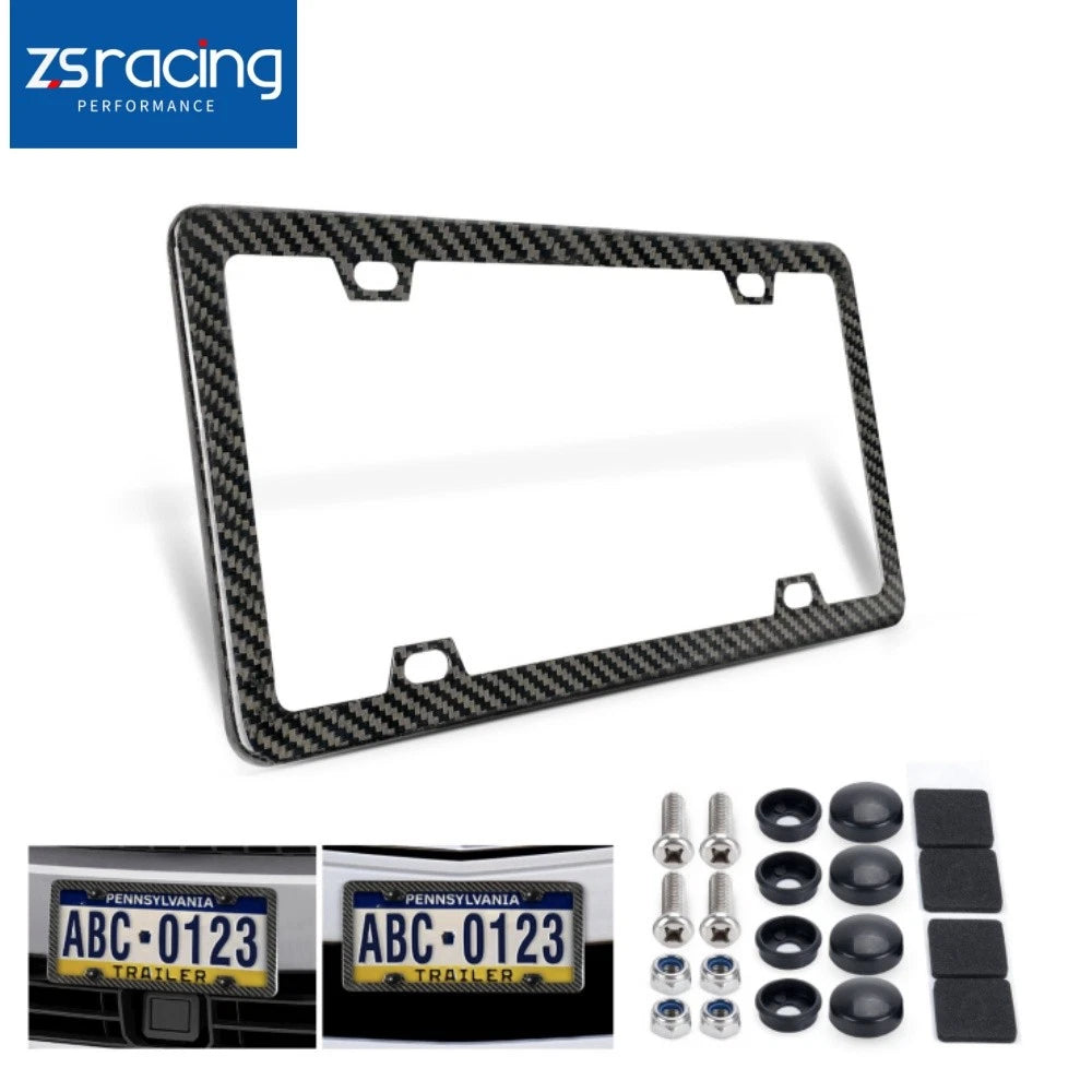 Carbon Fiber License Plate Frame for Universal Vehicles (4 Holes)