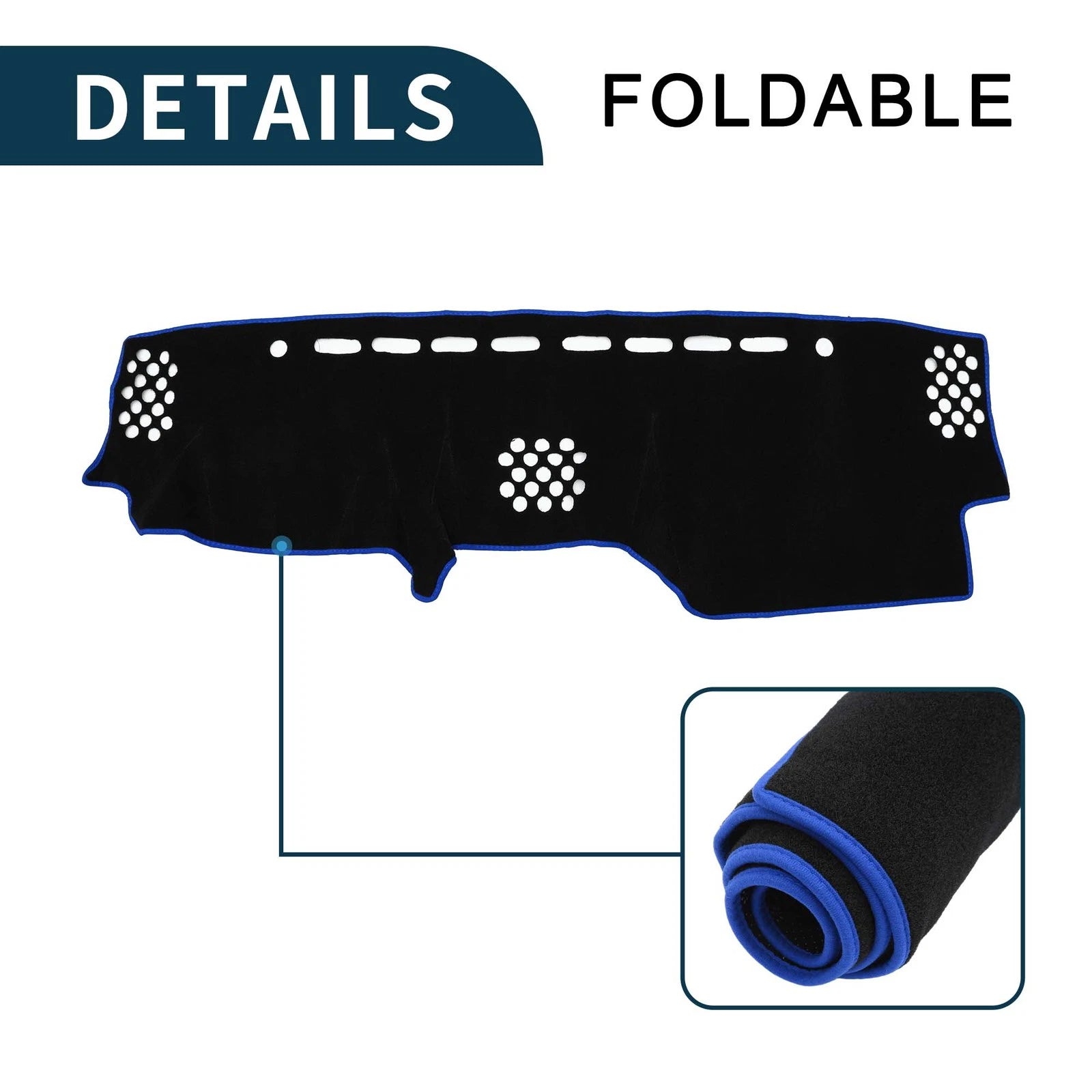 Dashboard Dash Cover Mat for Toyota Prado (2017–2024) Black Blue Set of 1