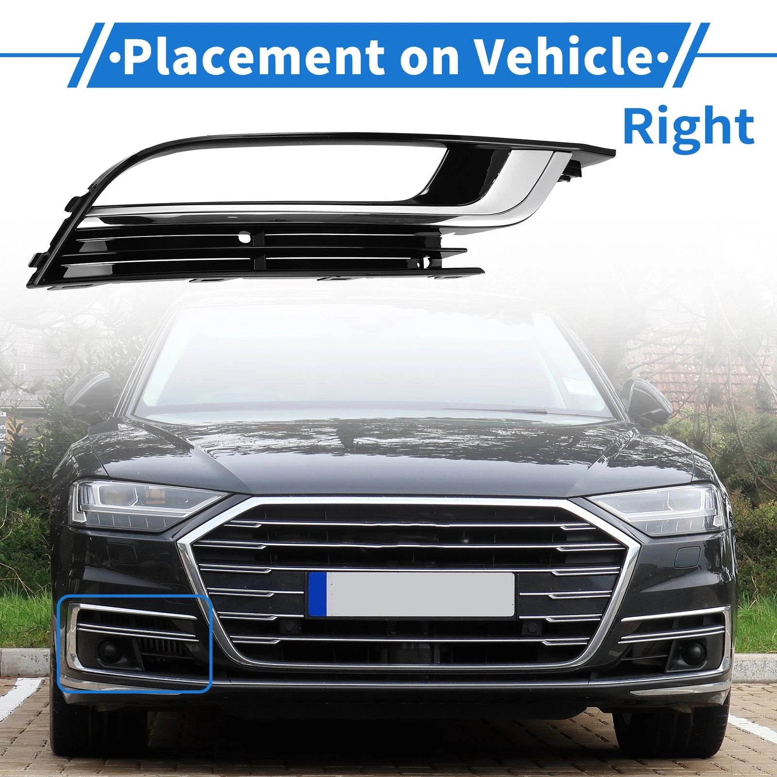 1 Pc Fog Light Grill for Volkswagen CC (2013–2016) Black