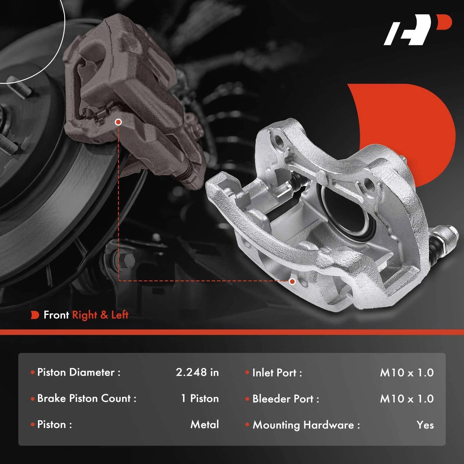 2X Front Disc Brake Calipers with Bracket for Nissan Sentra (2007–2019)