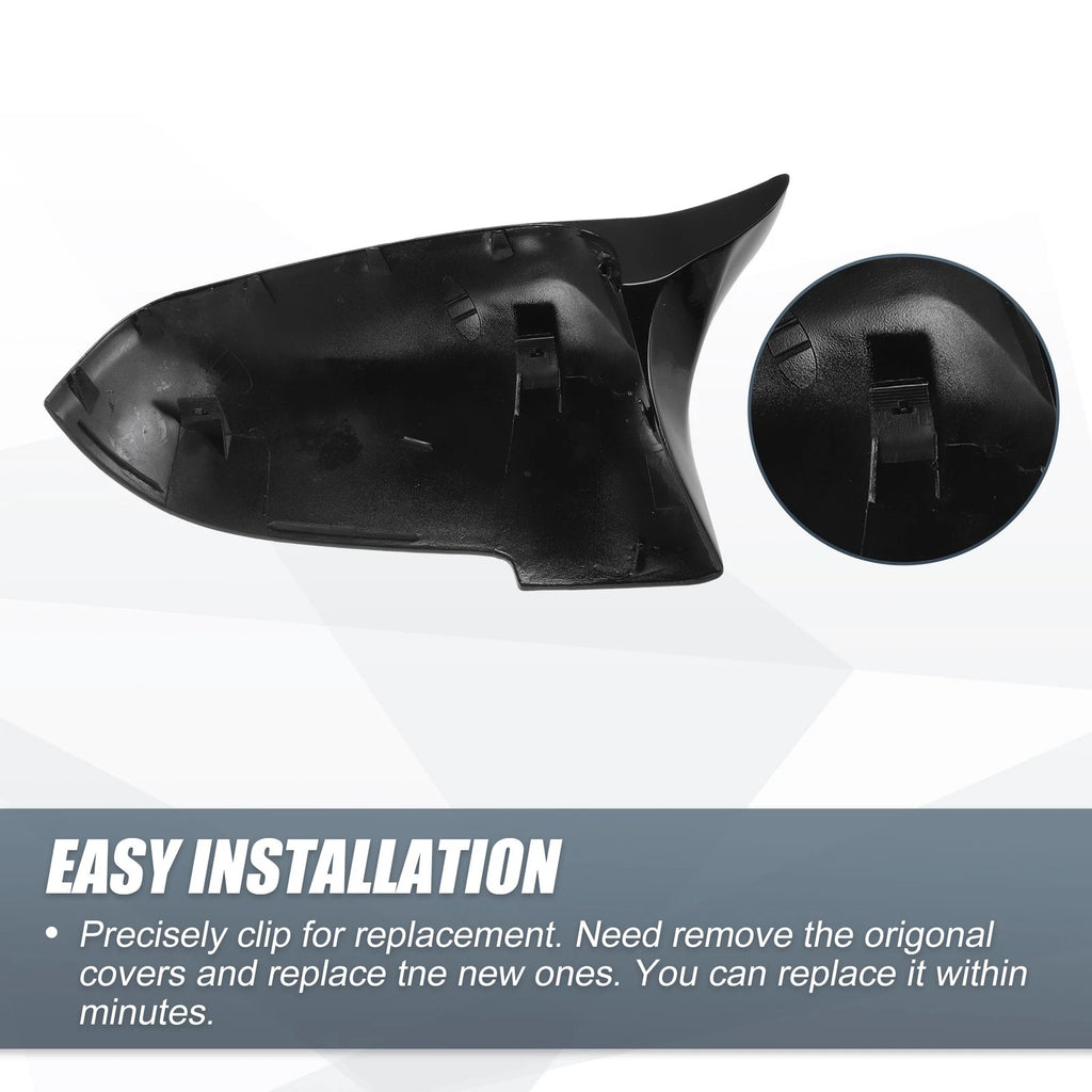 Pair Rearview Mirror Cover Cap Gloss Black for BMW F10 F18 (2011–2017)