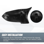 Pair Rearview Mirror Cover Cap Gloss Black for BMW F10 F18 (2011–2017)