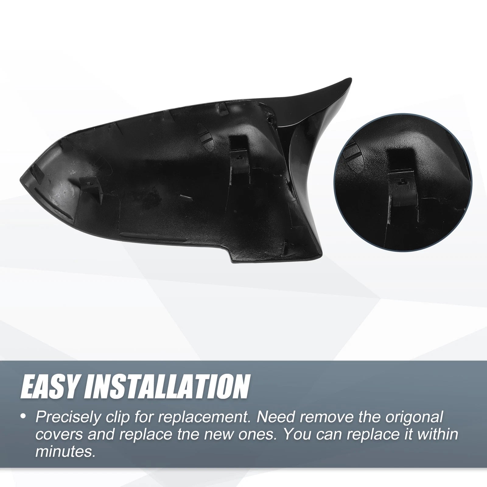 Pair Rearview Mirror Cover Cap Gloss Black for BMW F10 F18 (2011–2017)
