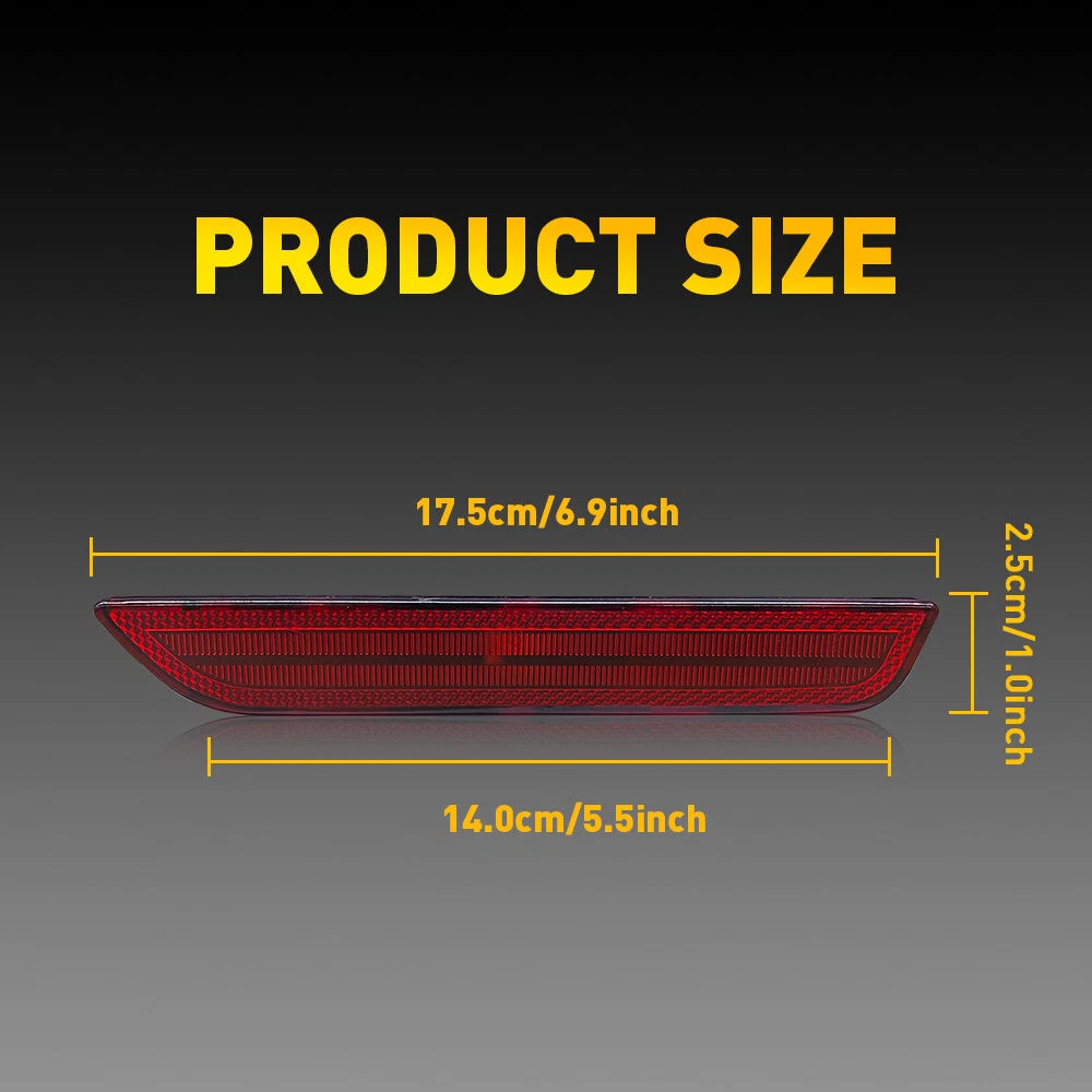 2X Red Lens LED Rear Bumper Side Marker Lights for Ford Mustang (2010–2014)