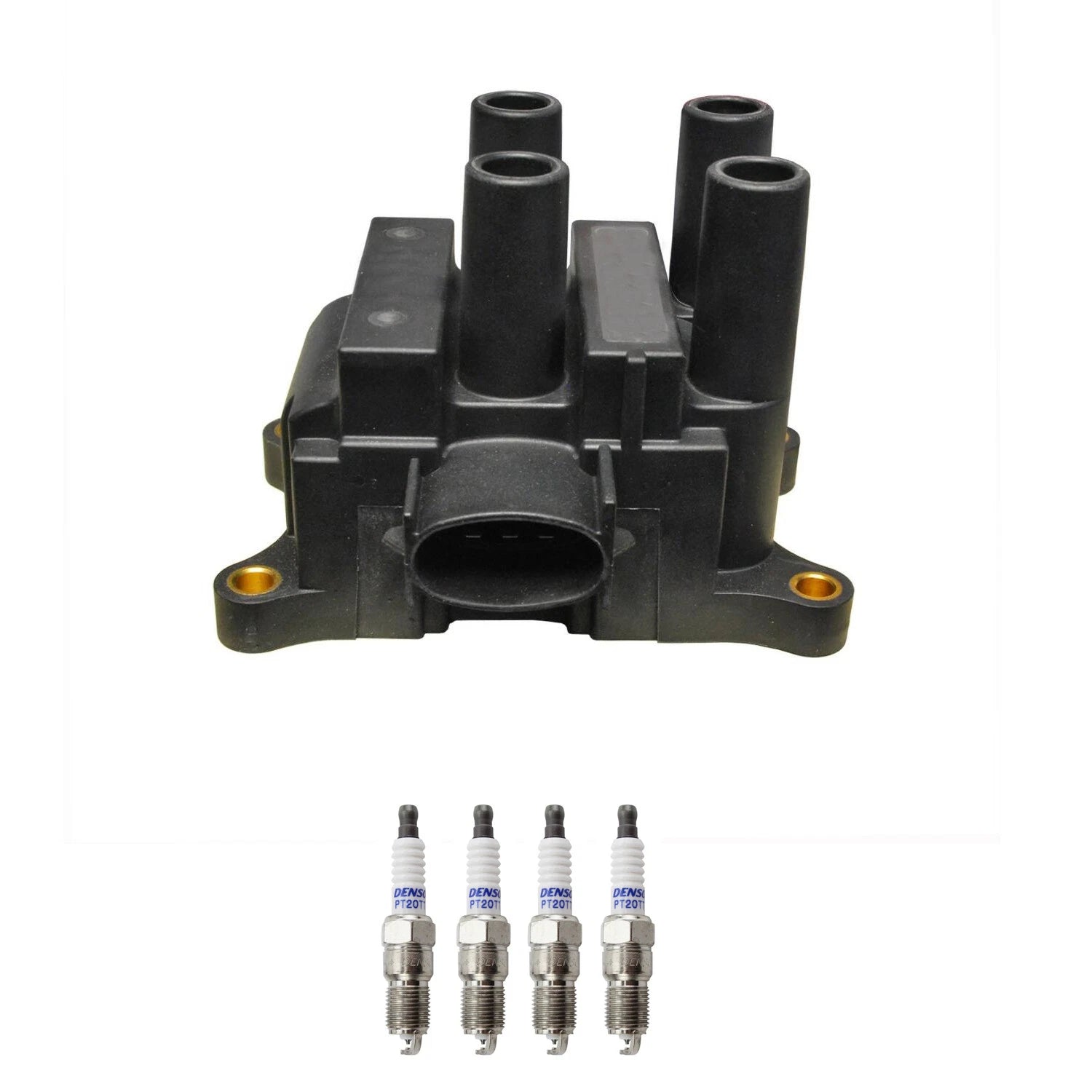 Denso Ignition Coil & 4 Platinum Spark Plugs Kit for Ford Focus (2000–2011)