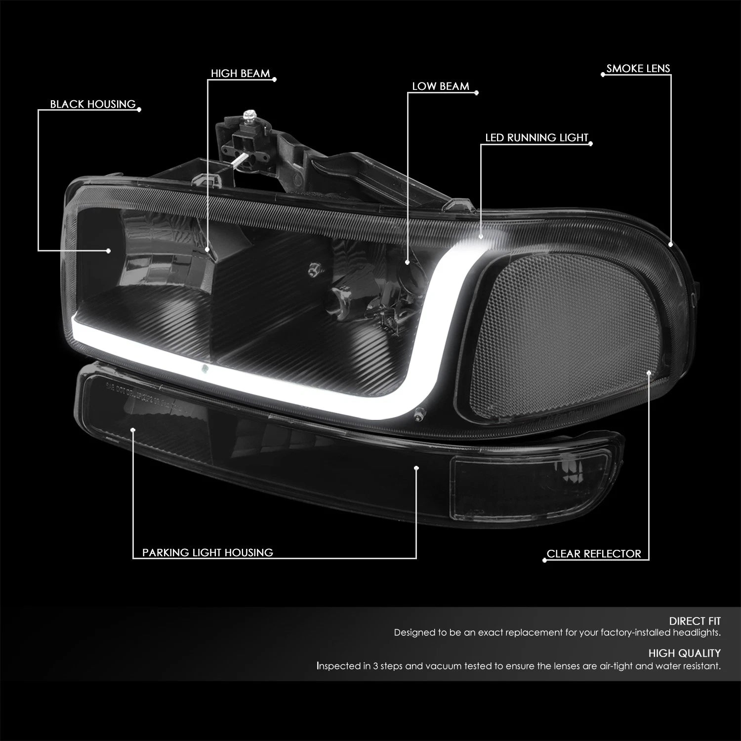 LED DRL Headlight Bumper Signal Lamp for Sierra 1500 2500 (1999–2007)