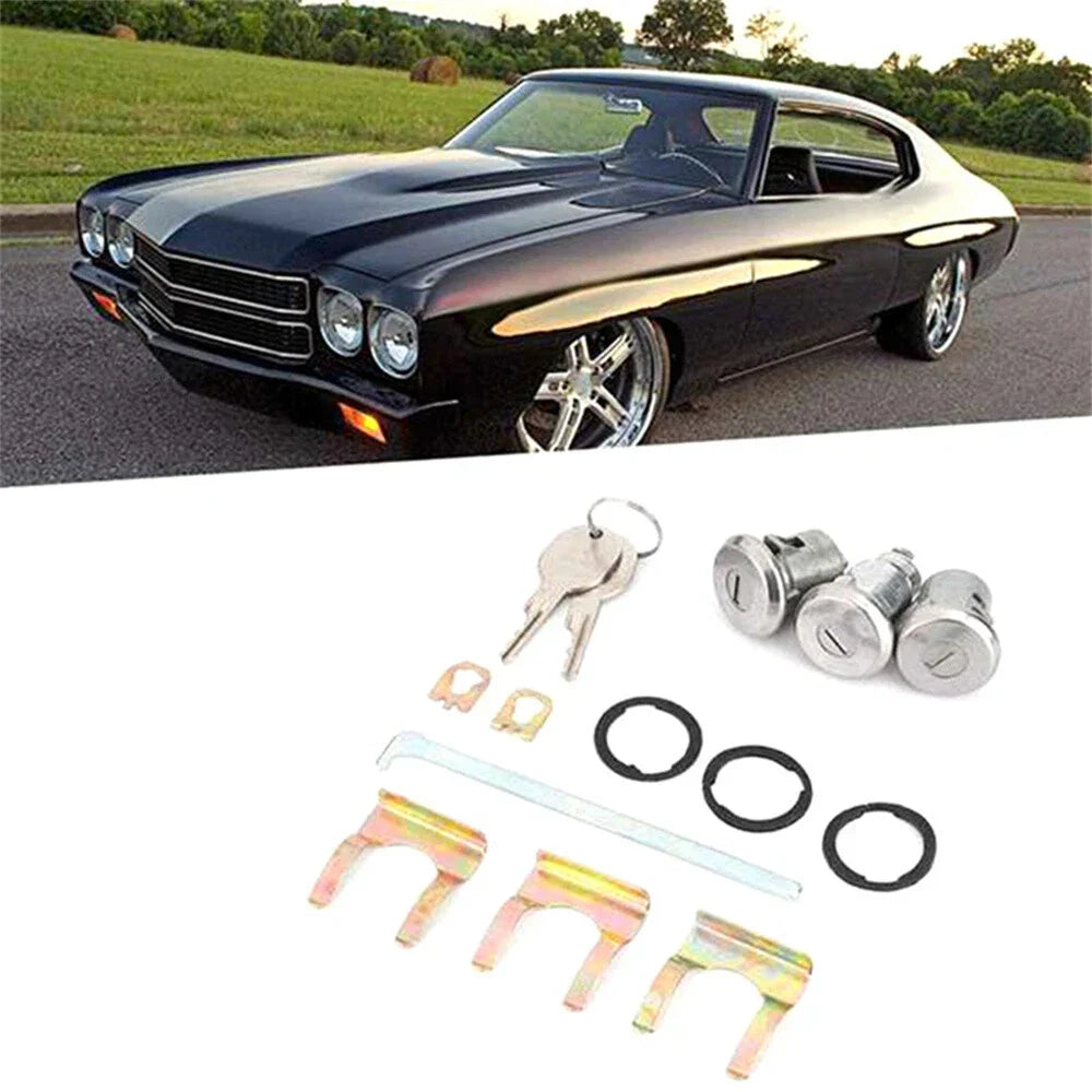 Metal Door Lock Cylinder Set + Key for Camaro, Caprice, Buick, Grand Am (1990-2002)