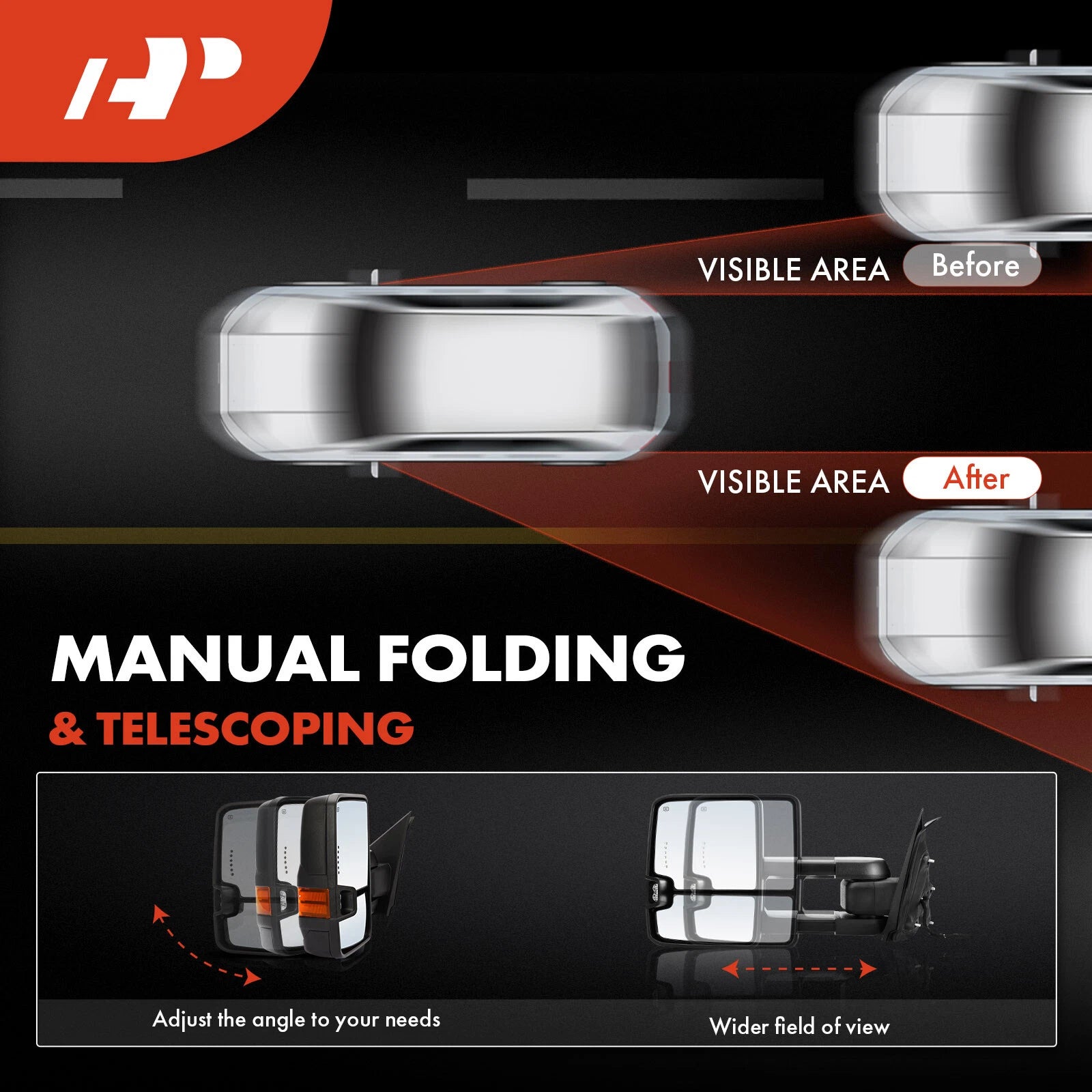 Pair Power Adjust Towing Mirrors for Ford F-150 (2009-2014)