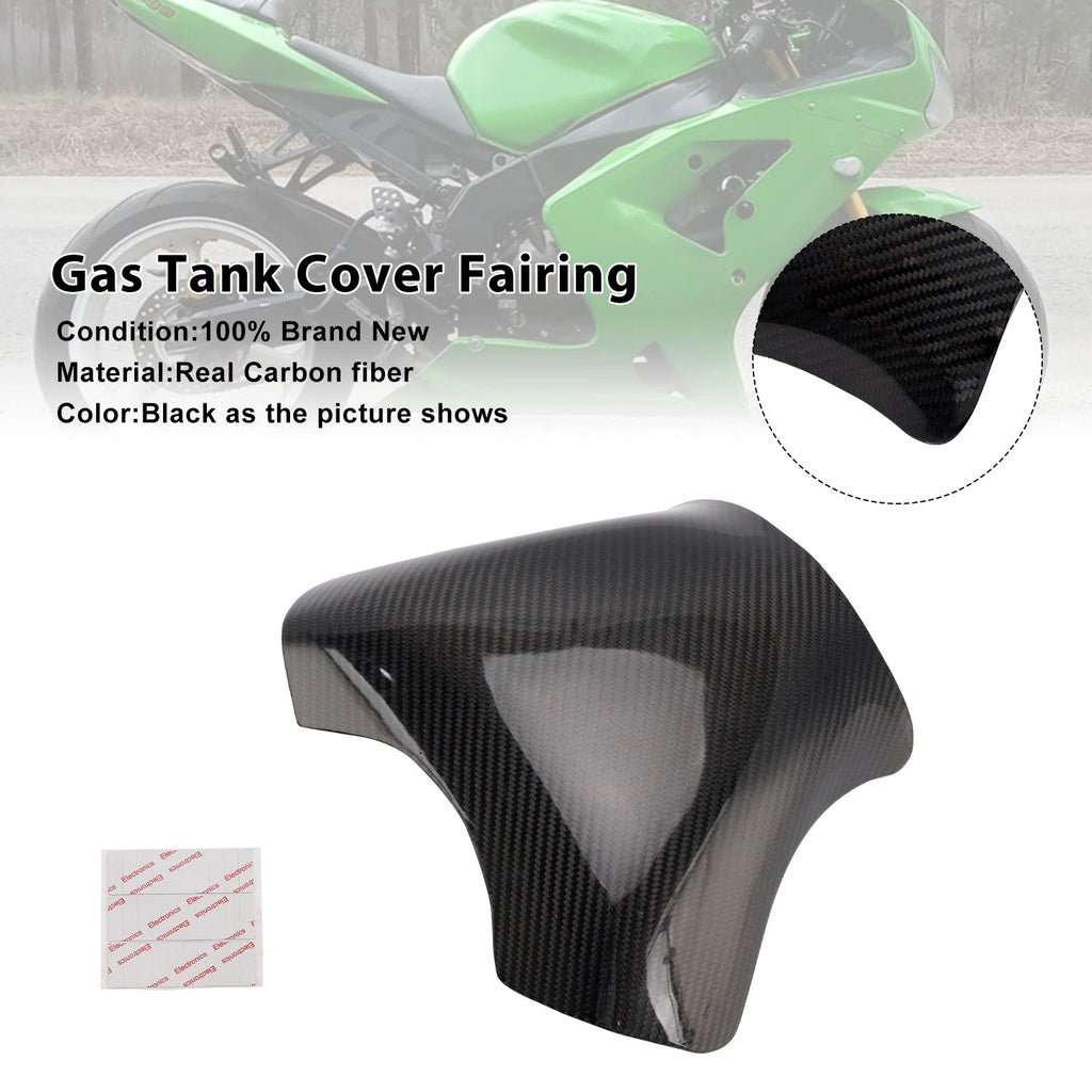 Real Carbon Fiber Tank Cover Fairing for Kawasaki ZX6R (2003–2006)