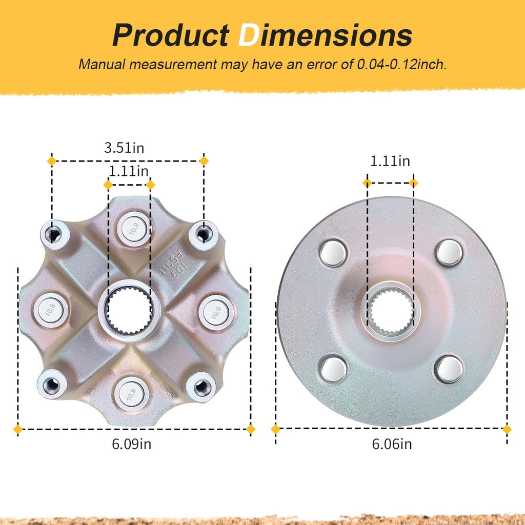 Set of 2 Rear Left & Right Wheel Hubs for Yamaha Grizzly 400 4x4 (2007–2008)