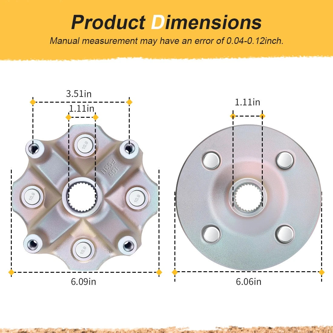 Set of 2 Rear Left & Right Wheel Hubs for Yamaha Grizzly 400 4x4 (2007–2008)