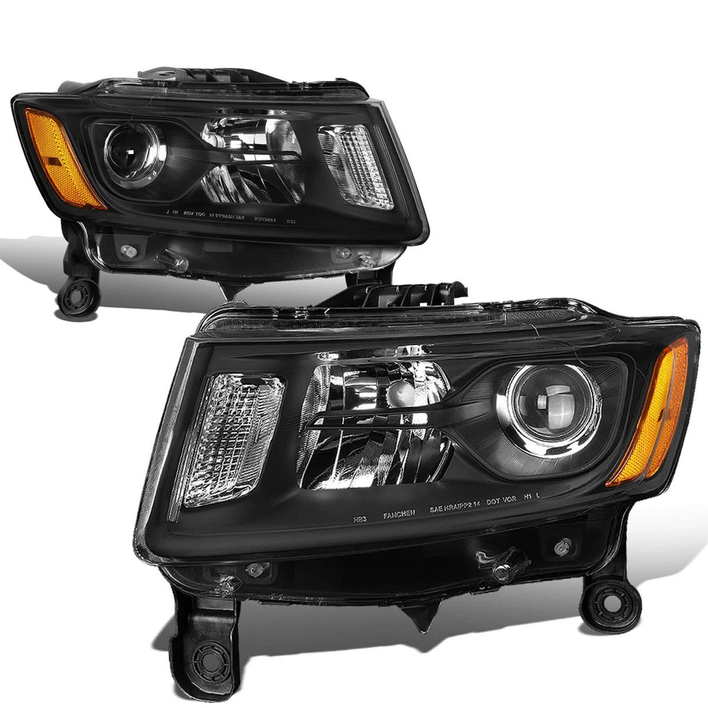 Black Housing Amber Side Projector Headlight for Jeep Grand Cherokee WK2 (2014–2016)