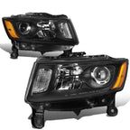Black Housing Amber Side Projector Headlight for Jeep Grand Cherokee WK2 (2014–2016)