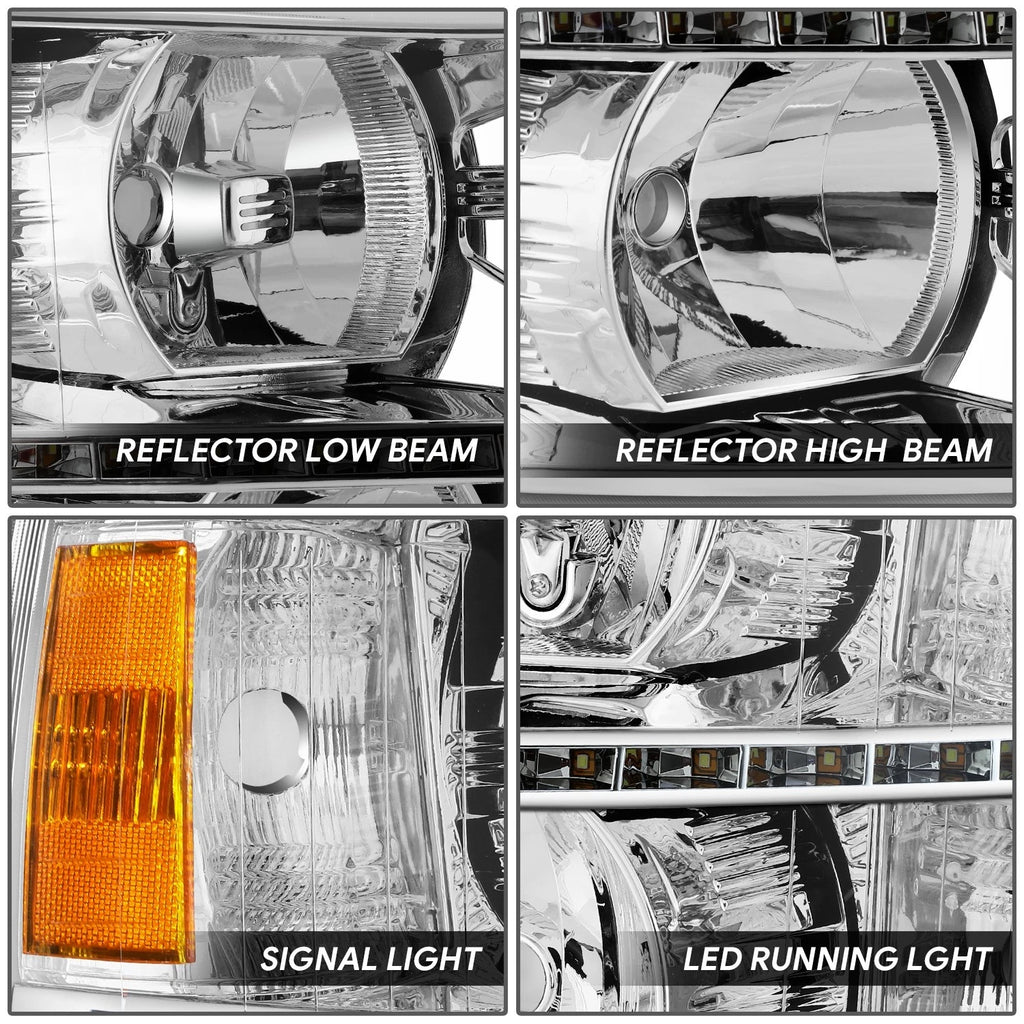 LED DRL Strip for Chevy Silverado (2007–2014) - Chrome Housing Amber Corner