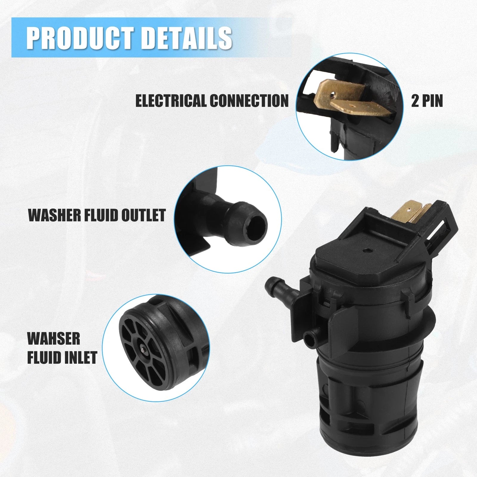 Windshield Washer Motor Pump for Honda Civic 1.8L/2.0L (2006–2011) No.76806-SJC-A01