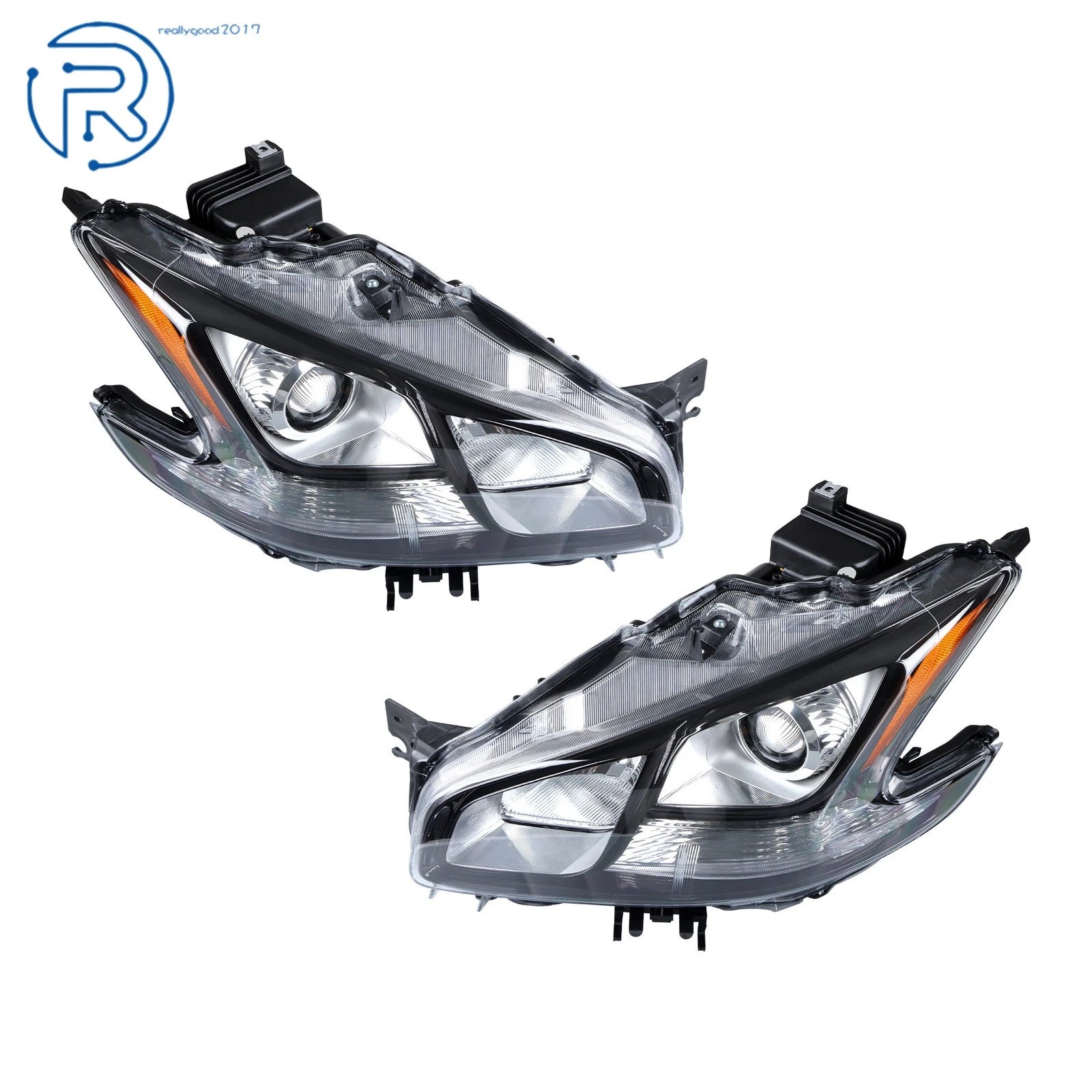 Set of 2 Xenon Headlights for Nissan Maxima (2009–2014) Dark Gray