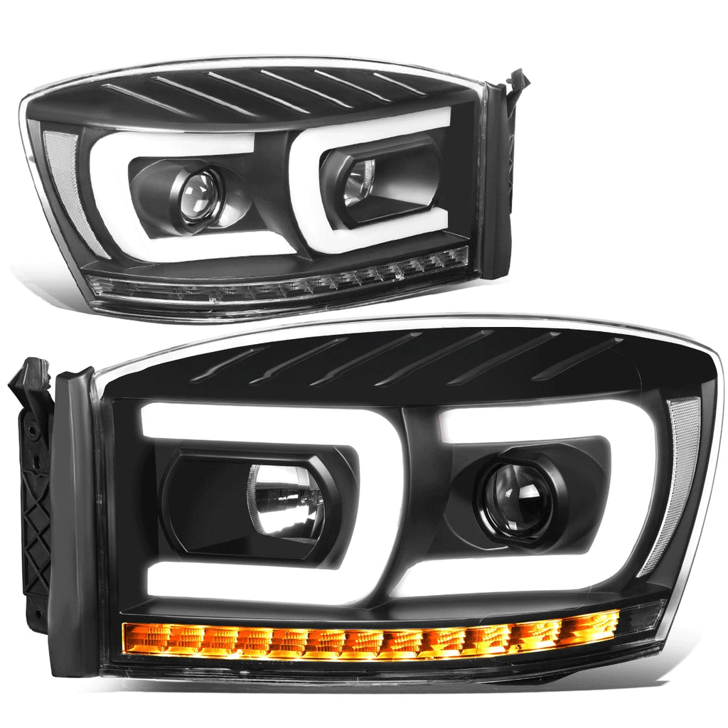 2X Dual LED DRL Sequential Signal Projector Headlight Lamp for Ram Truck (2006–2009)