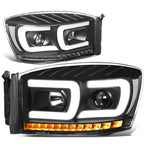 2X Dual LED DRL Sequential Signal Projector Headlight Lamp for Ram Truck (2006–2009)