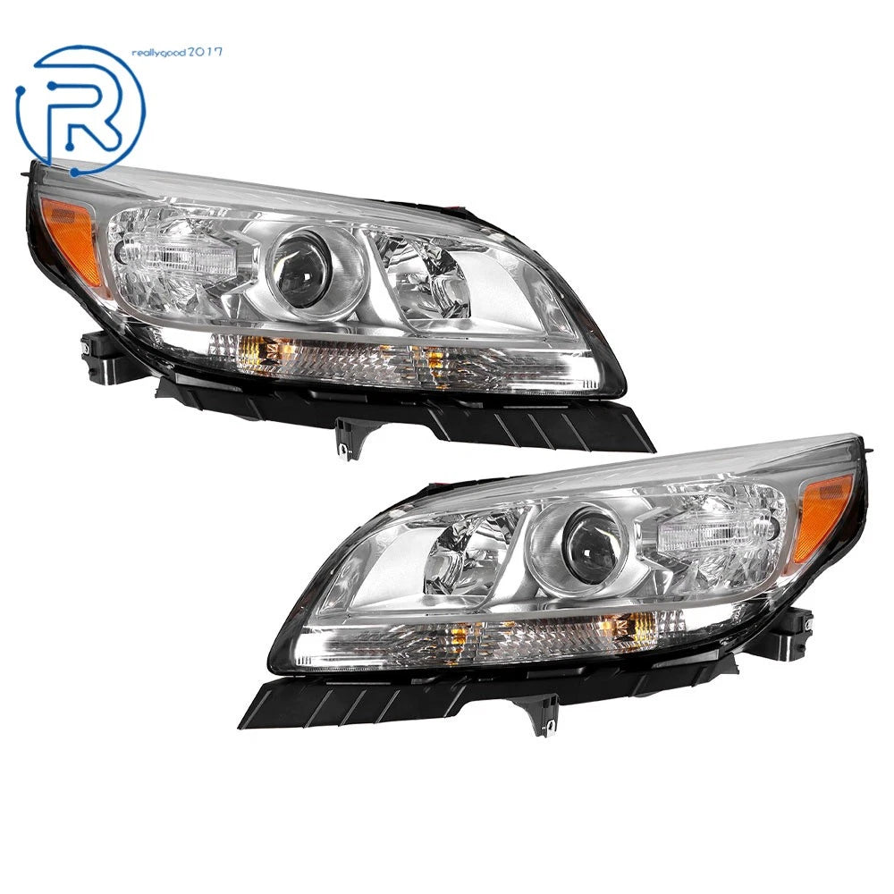 Headlight Assembly Pair for Chevrolet Malibu (2013-2015) Halogen Clear