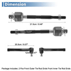Set of 4 Front Inner Outer Tie Rod End Links for Suzuki Swift+ (2004–2009)