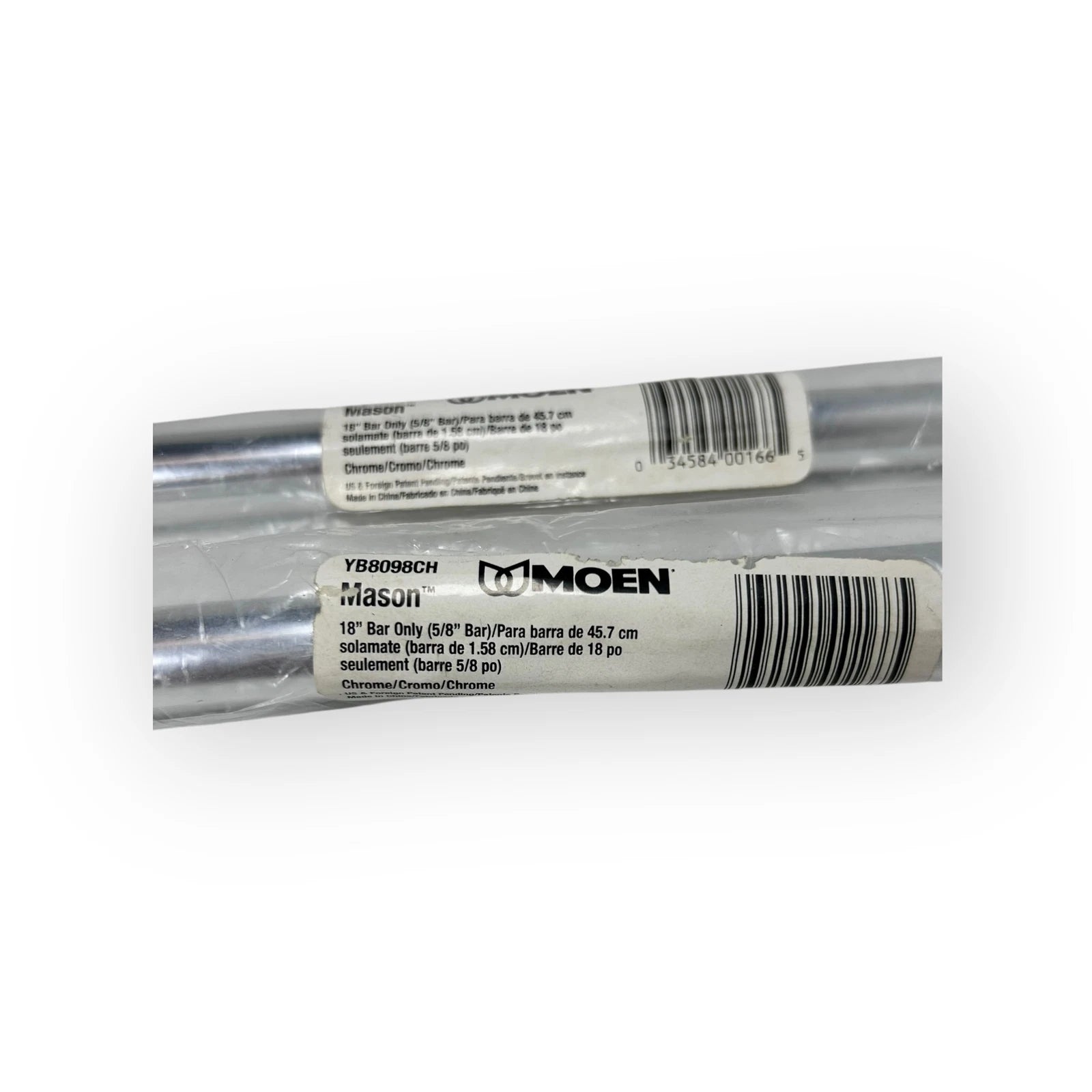 Set of 2 Chrome Aluminum Towel Bars for Moen YB8098CH (18")