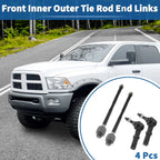 Set of 4 Front Inner Outer Tie Rod Ends for Dodge Ram 2500 (2003–2010)