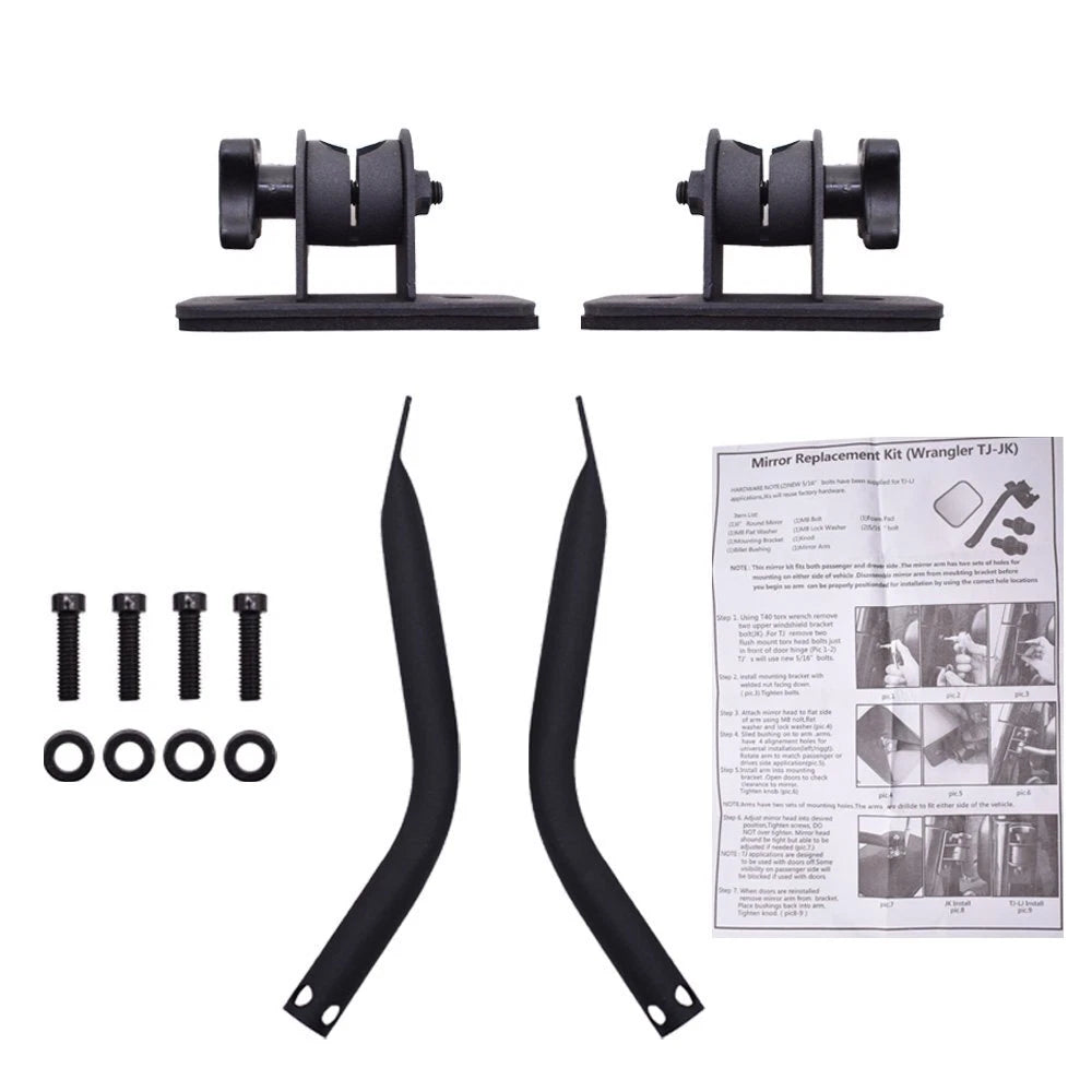 Set of 2 Rearview Mirrors for Jeep TJ JK (1997–2018)