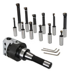 3" Boring Head with R8 Shank & 12 Pcs 3/4" Carbide Boring Bar Set