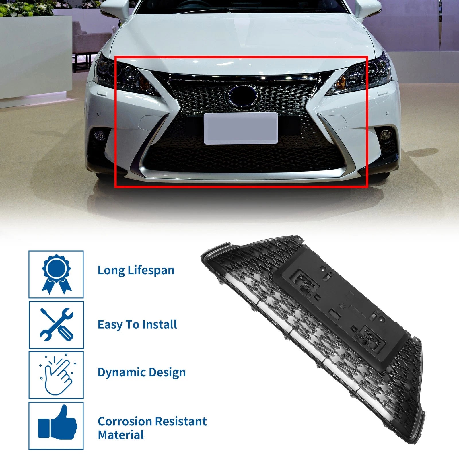 Front Lower Hood Bumper Grille for Lexus CT200h (2017) No.5310276100 Black