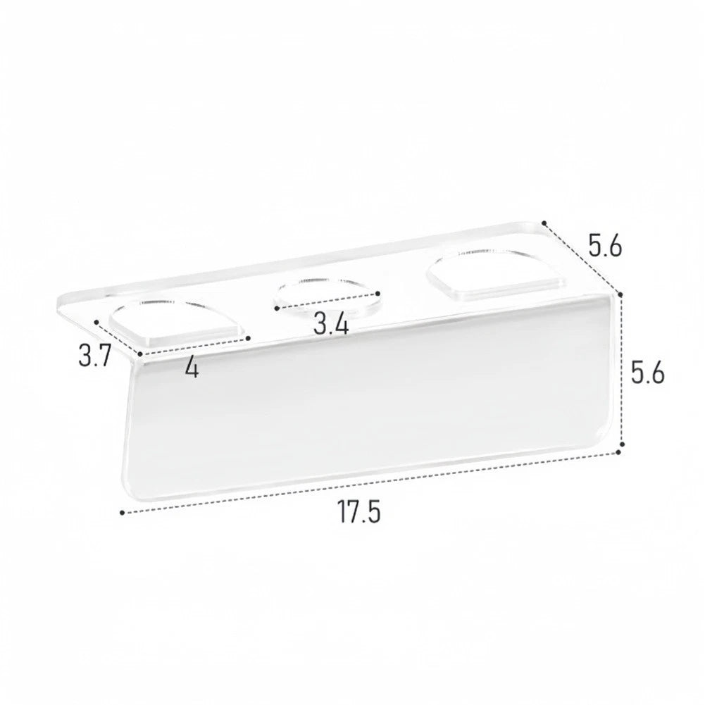2X Acrylic Hair Brush Holder Wall Mounted Organizer with 3 Open Slots