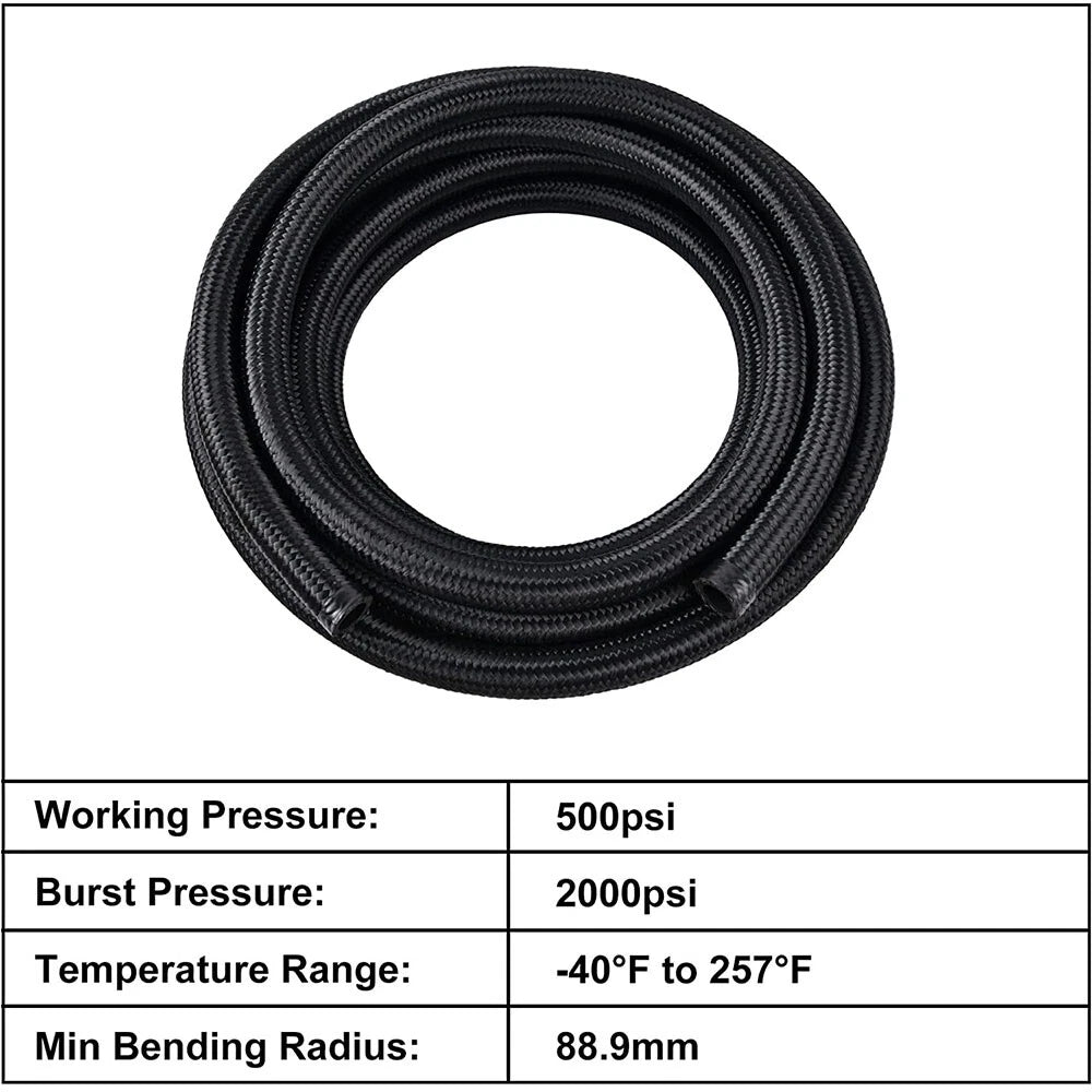 8AN Stainless Steel Nylon Braided Oil Fuel Line Kit for Universal Applications