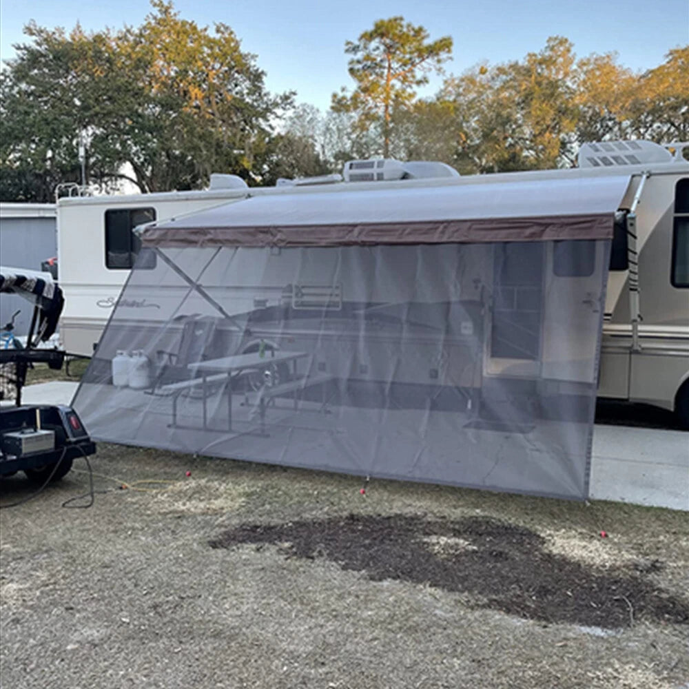 Sun Shade Screen for RV Awning (11''-20'') Black Mesh
