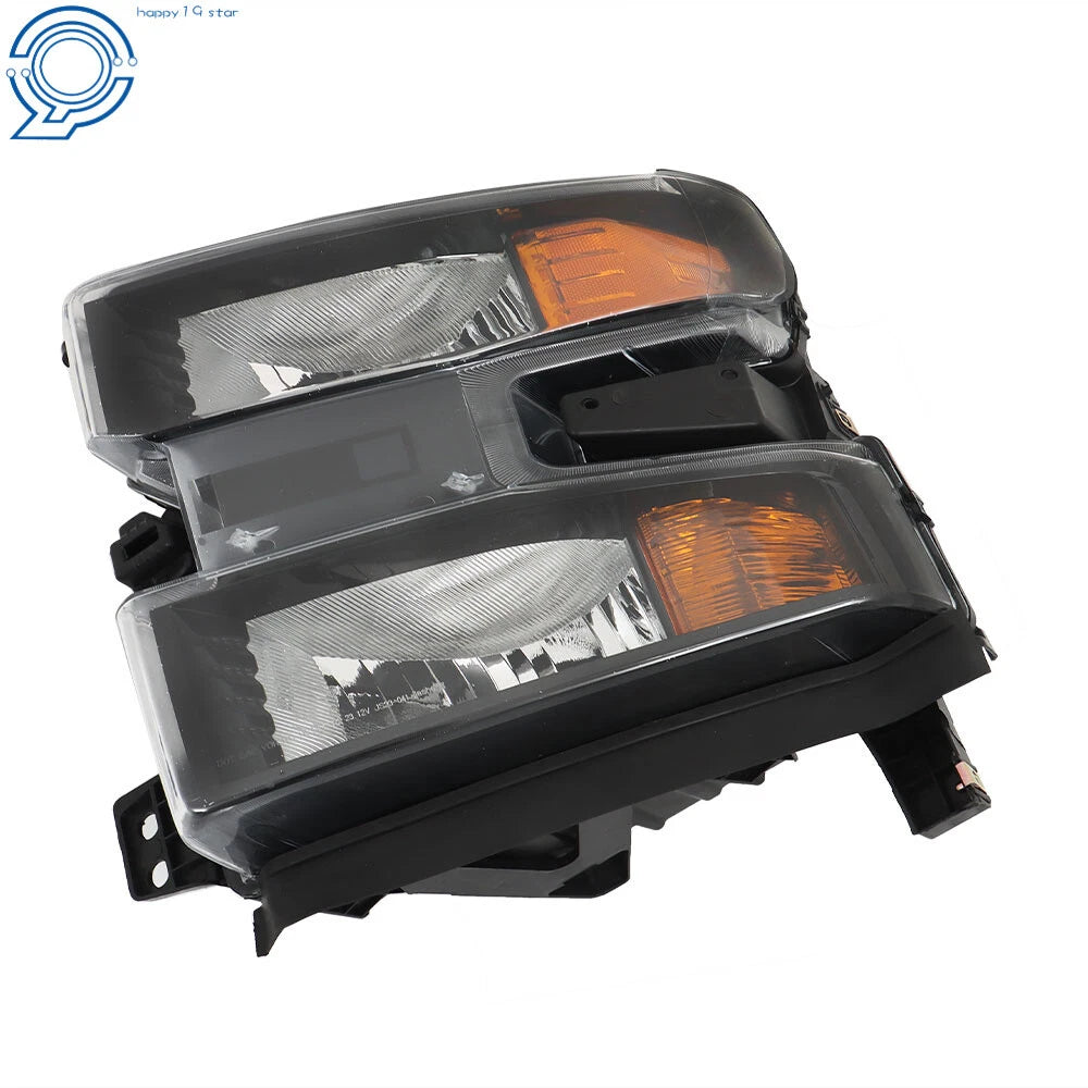 Set of 2 Headlight Assemblies for Chevrolet Silverado 1500 (2019–2021) Black Housing