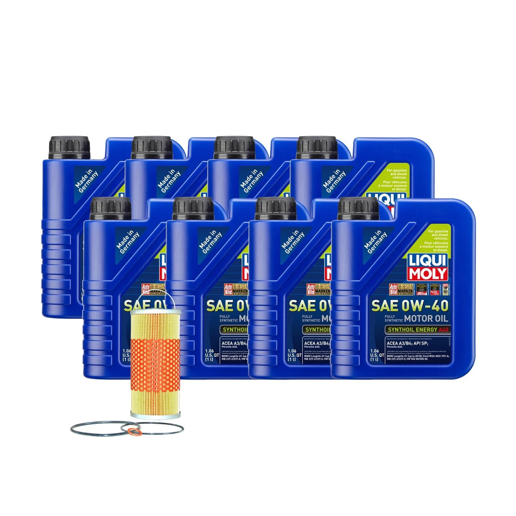 8L Liqui Moly Synthoil Energy A40 0W-40 Oil Change Kit for Mercedes M119 (1990–1996)