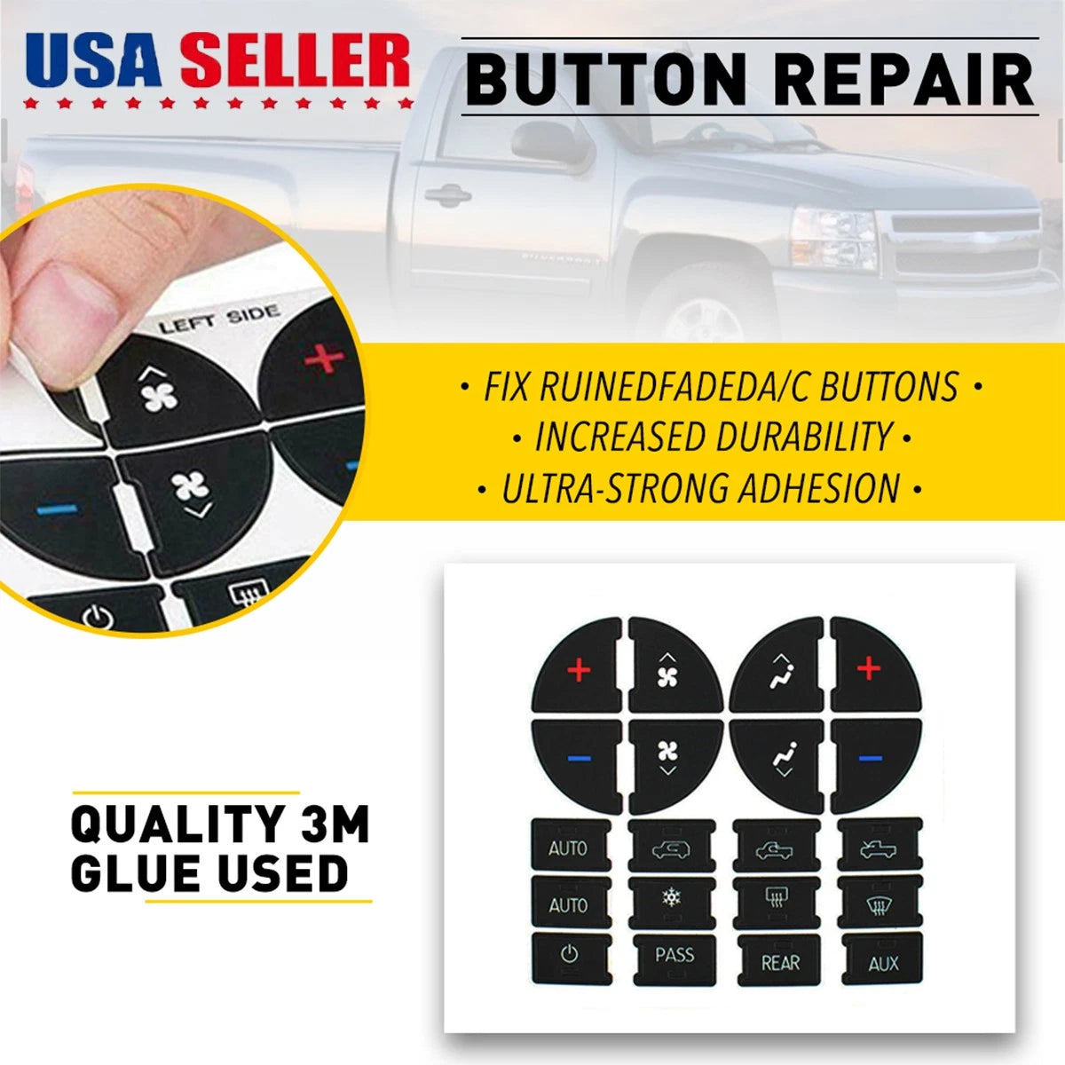 A/C Climate Control Dash Button Decal for Chevy Avalanche (2007–2013)