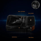 Headlight Set for Ford F150/F250/F350 (1992–1996) w/ Bumper Lamps & Side Marker Tinted/Amber