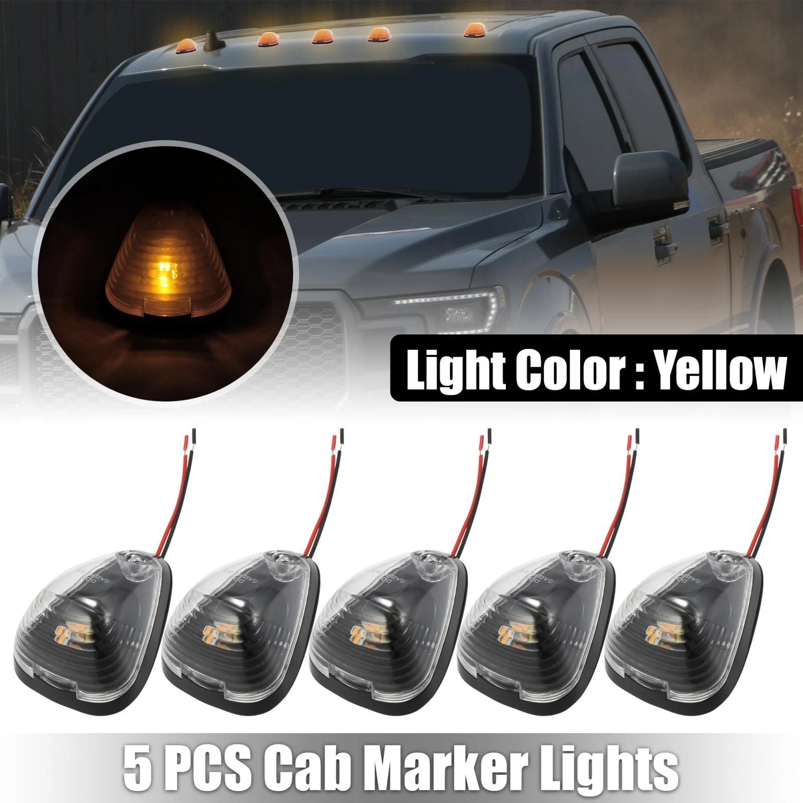 5pcs Clear Cab Marker Light Covers for Ford F150 (1999–2016)