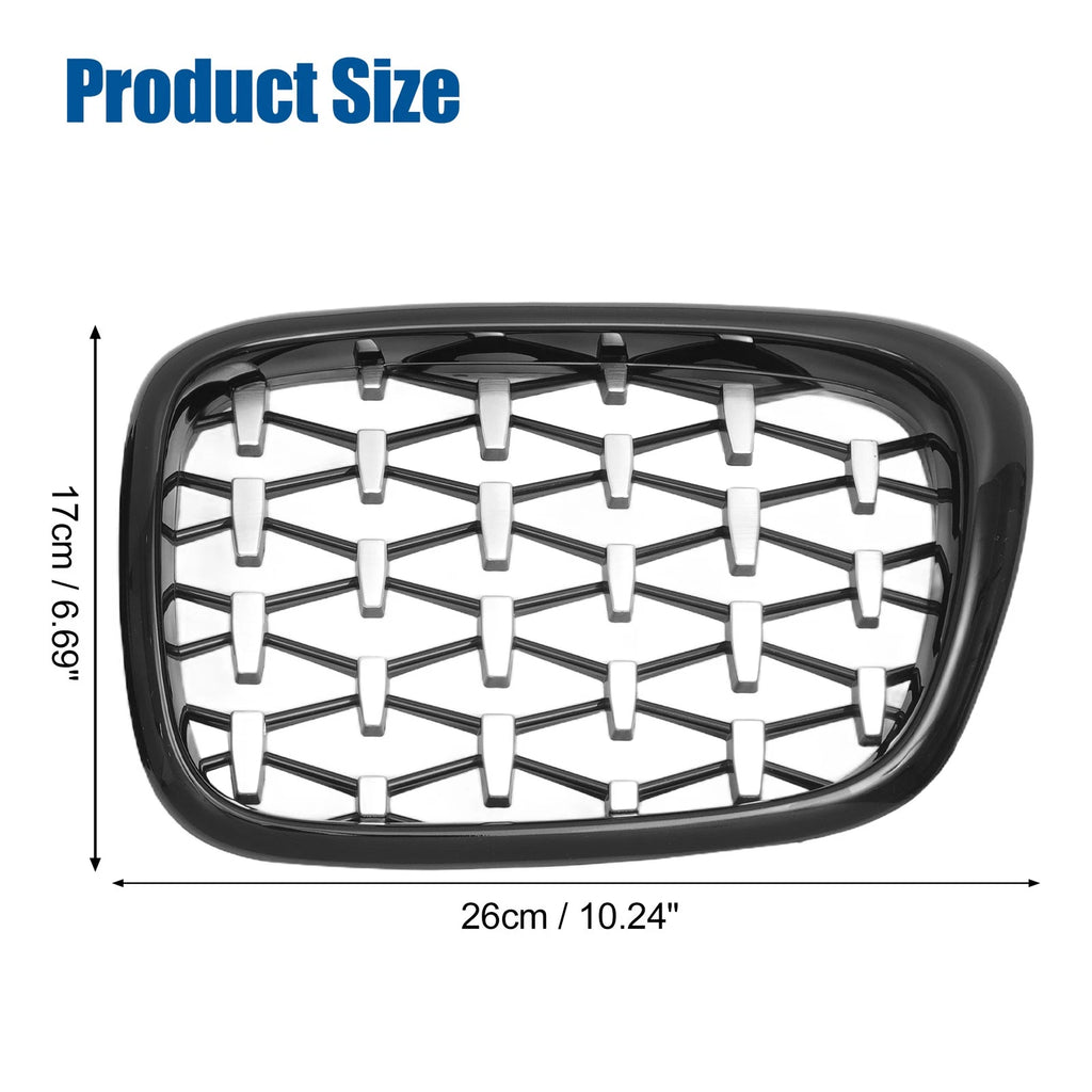 Front Hood Bumper Grille for BMW 525i 530i E39 (1996–2003) Diamond Star Black Pair