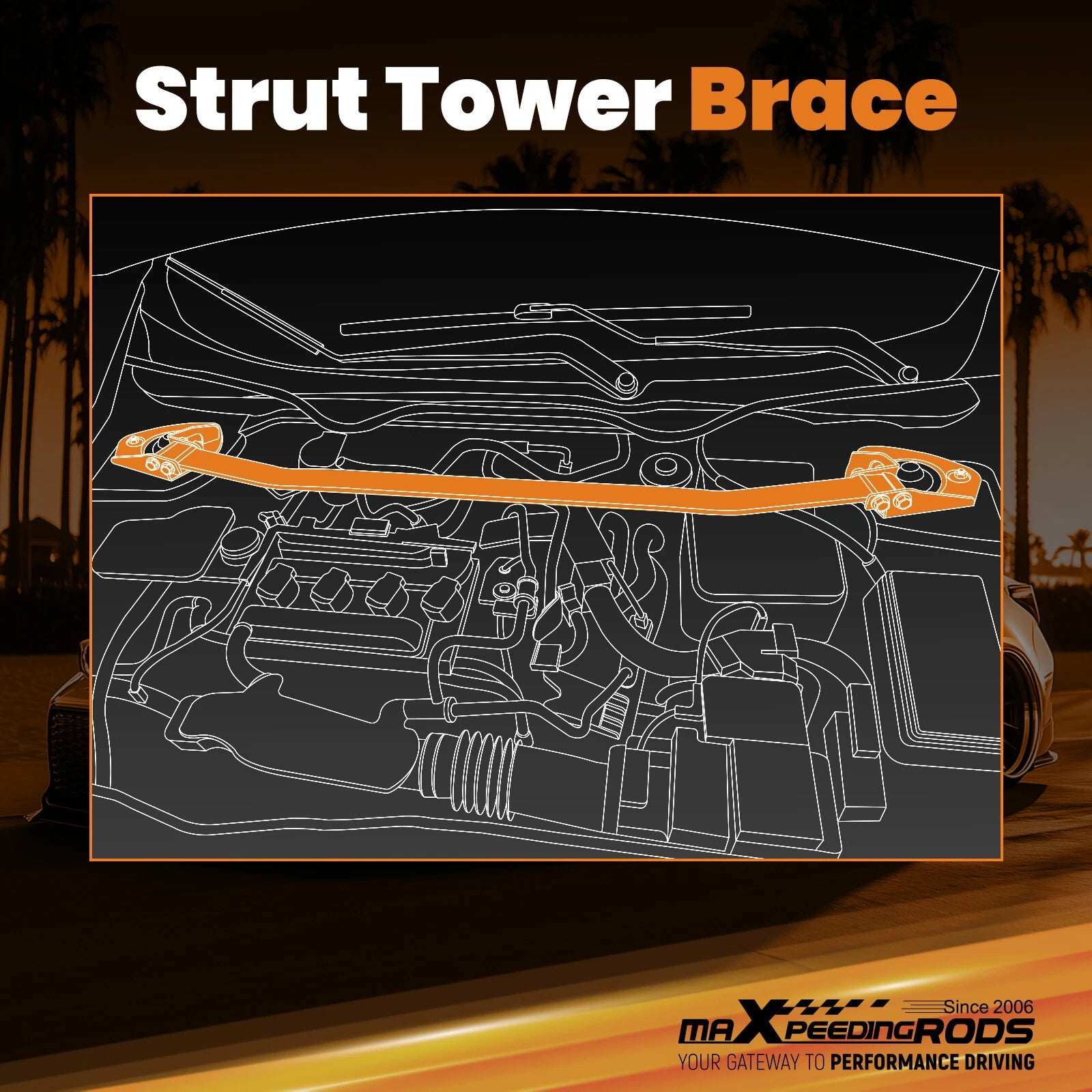 Front Upper Strut Bar for Toyota Corolla Cross C-HR (2018-2024)