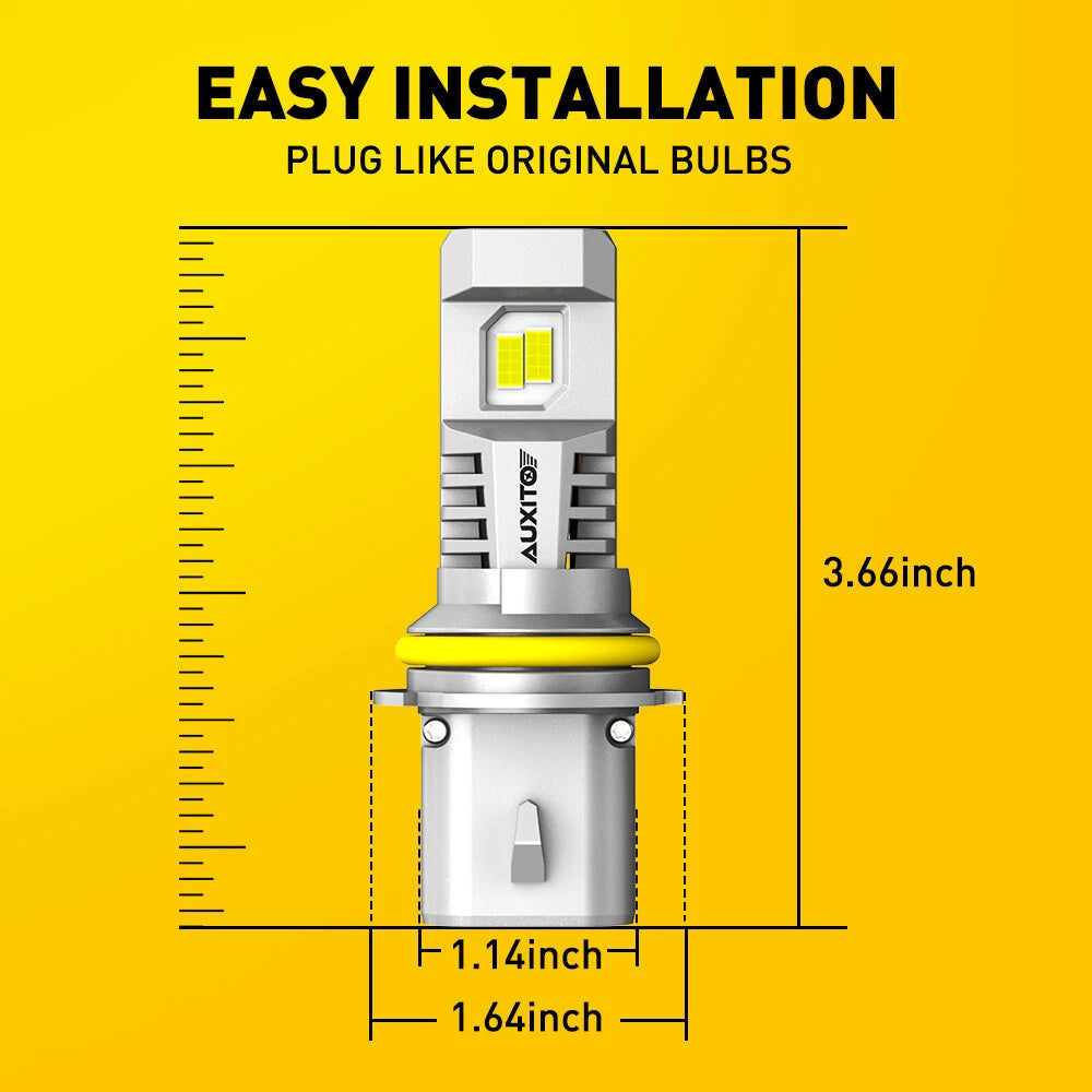 2X AUXITO 9007 HB5 LED Headlight Bulbs Kit High Low Beam 6500K for