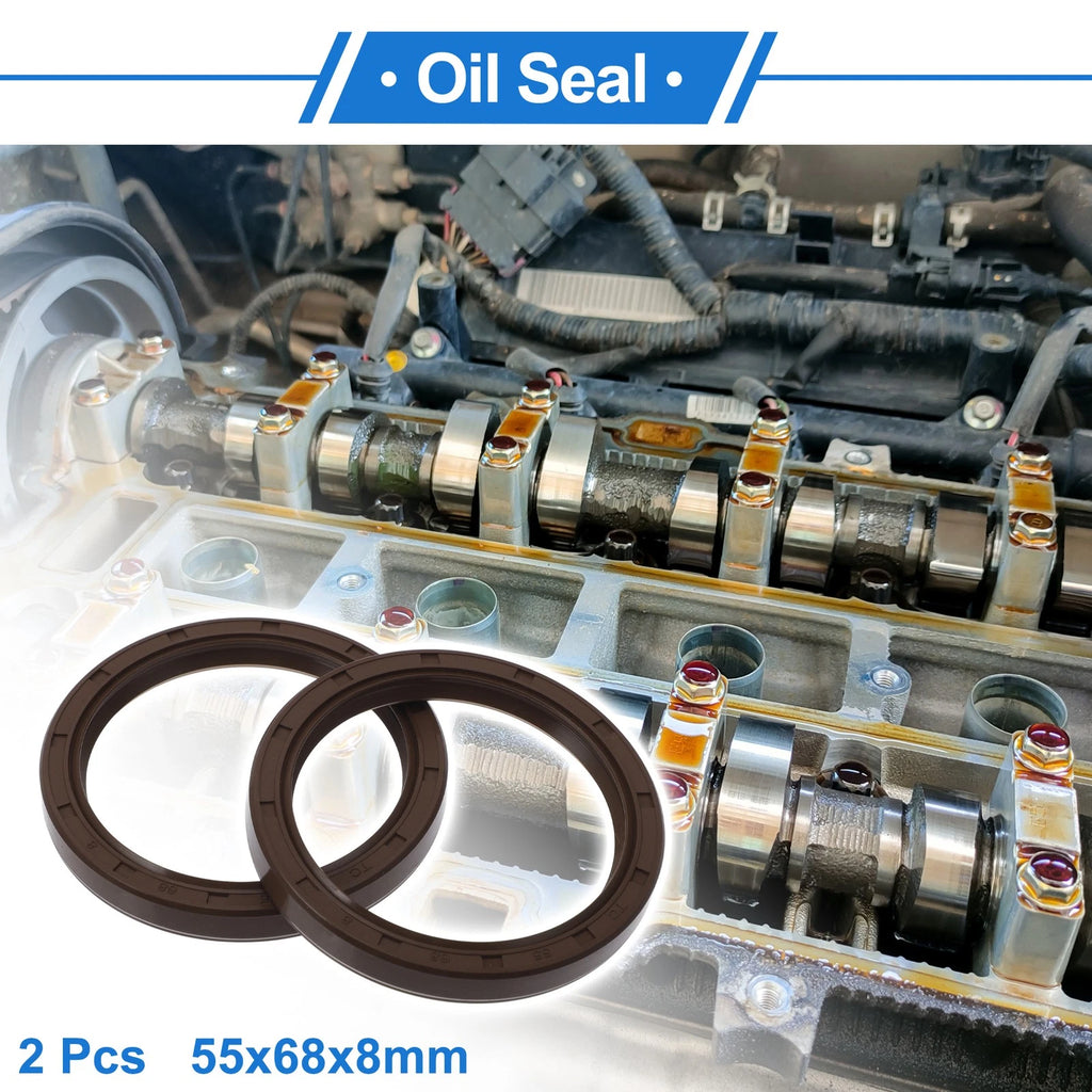2X Oil Seal Rotary Shaft Seal FKM Rubber 55x68x8mm for Various Models