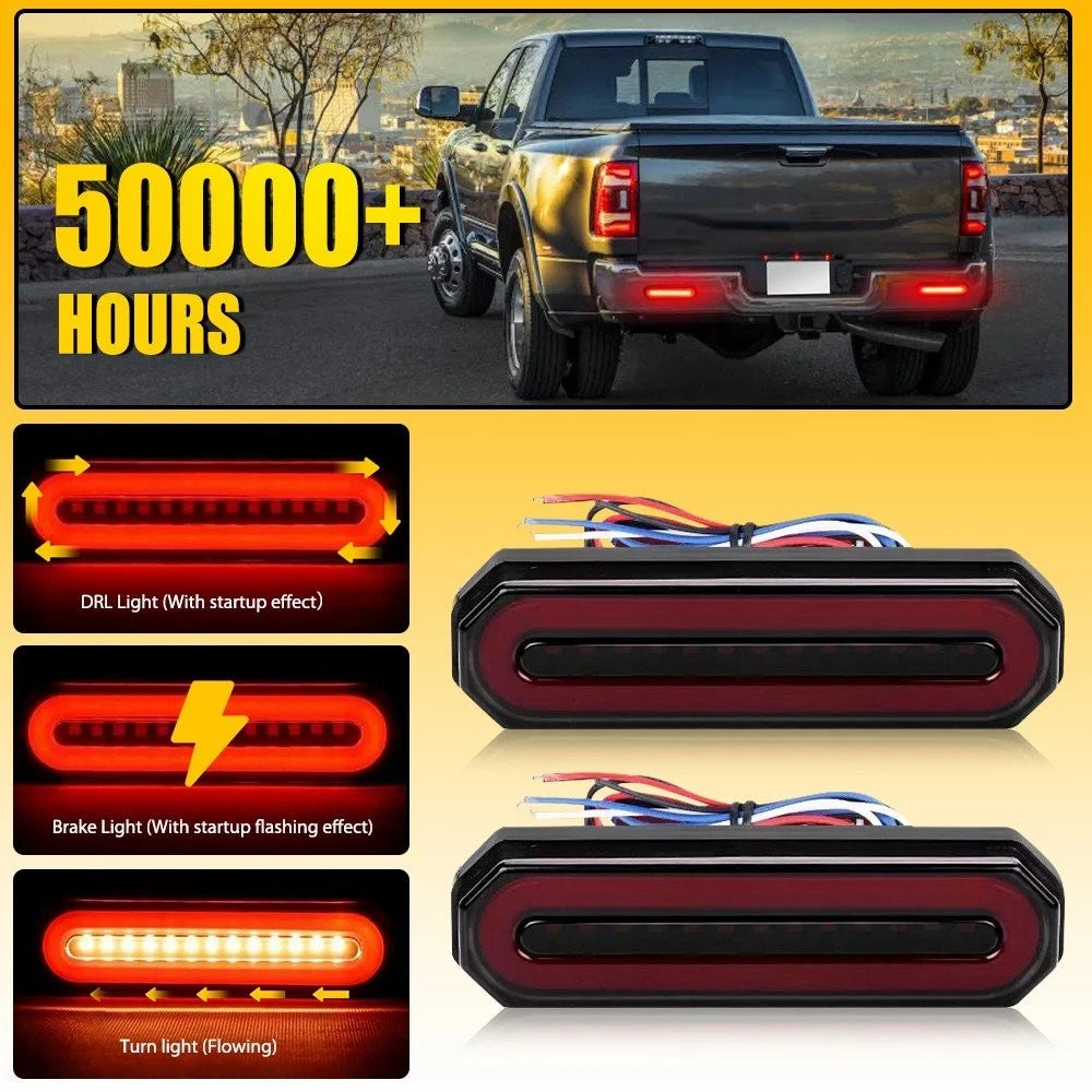 2X Tail Brake Light for Universal Car Truck Trailer (ABS+PC, Red & Amber)