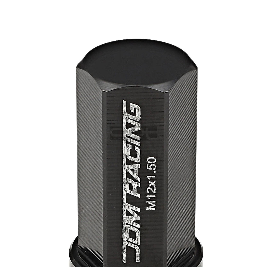 20 PCS Closed End M12x1.5 50mm Tall Black Aluminum Lug Nuts + Adapter