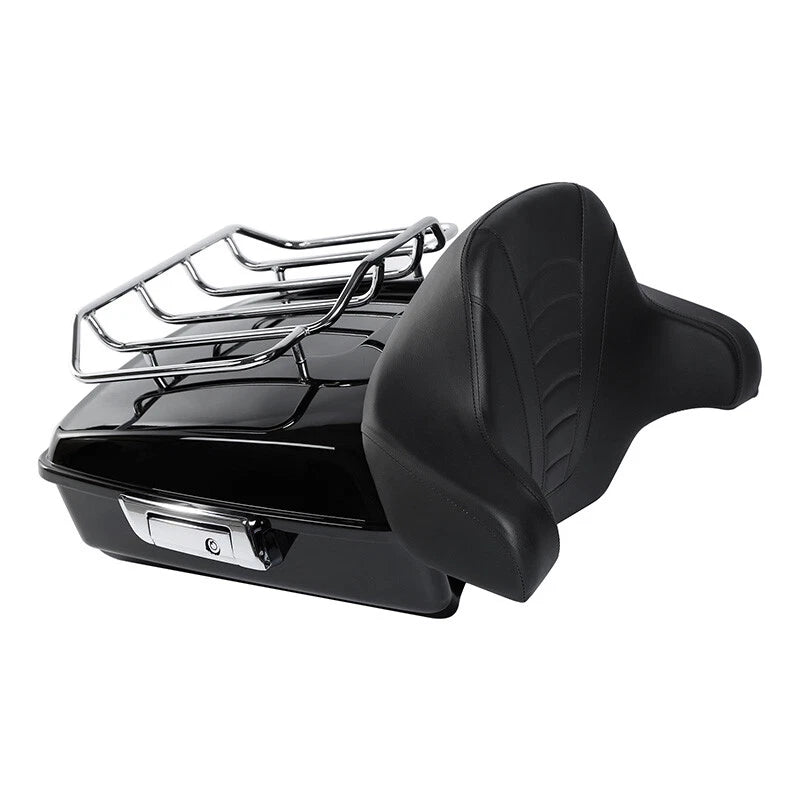 Chopped Trunk Backrest Pad Chrome Rack for Harley Touring Road King (2014–2026)