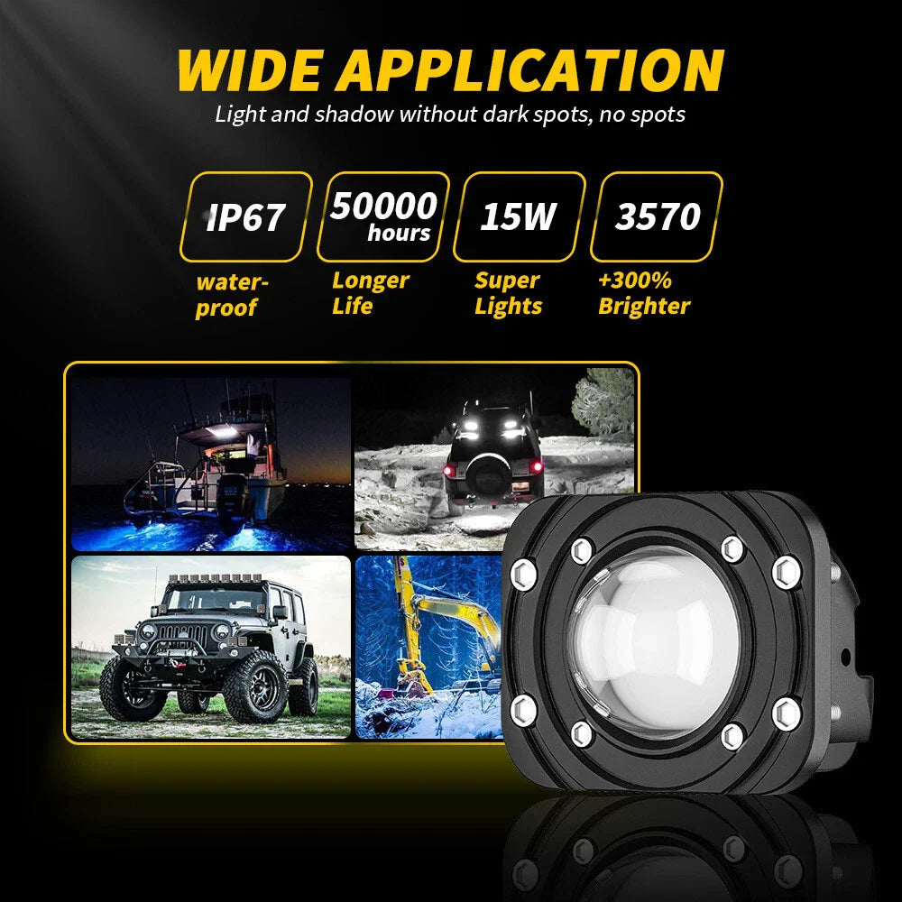 3" LED Working Light Flush Mount Fog Lamp for Car Truck Universal