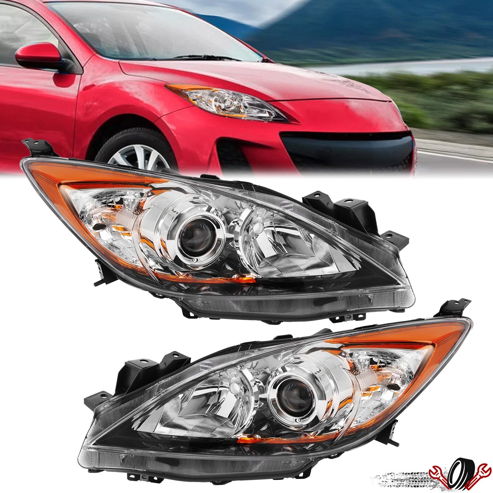 Headlight Assembly Set for Mazda 3 (2010–2013) with Projector