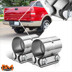 2X 2.25" Stainless Steel Catback Exhaust Lap Joint Band Clamps for Universal