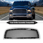 Front Grille Assembly for Dodge Ram Chrome Silver Tone Gloss Black