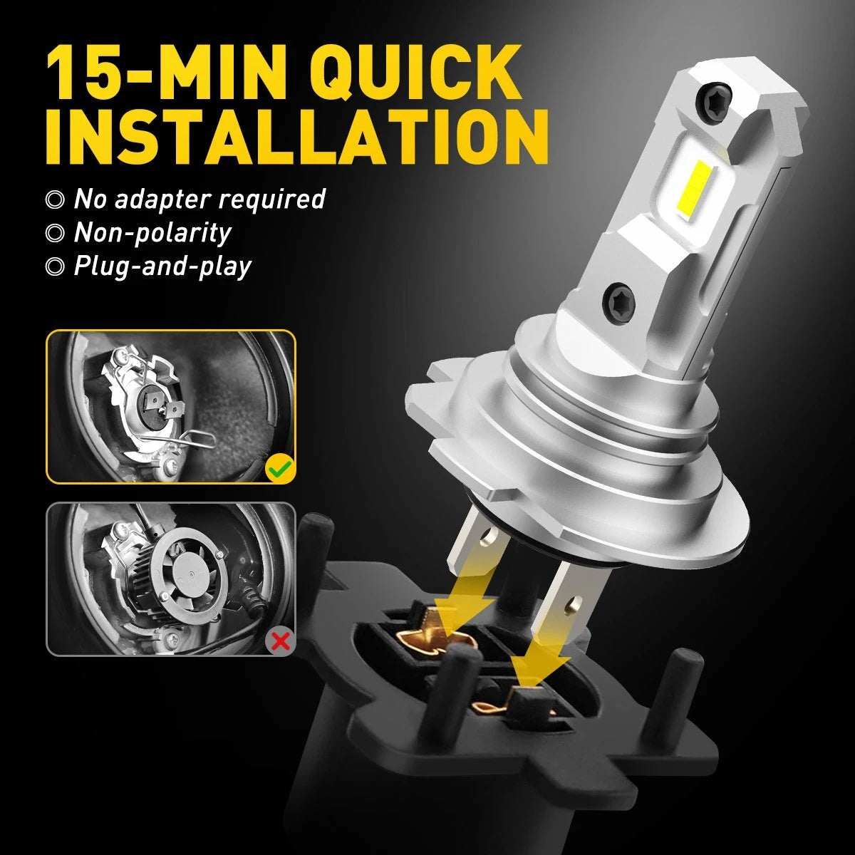 AUXITO H7 LED Headlight Bulb Kit for Cars (6500K, 32000LM)