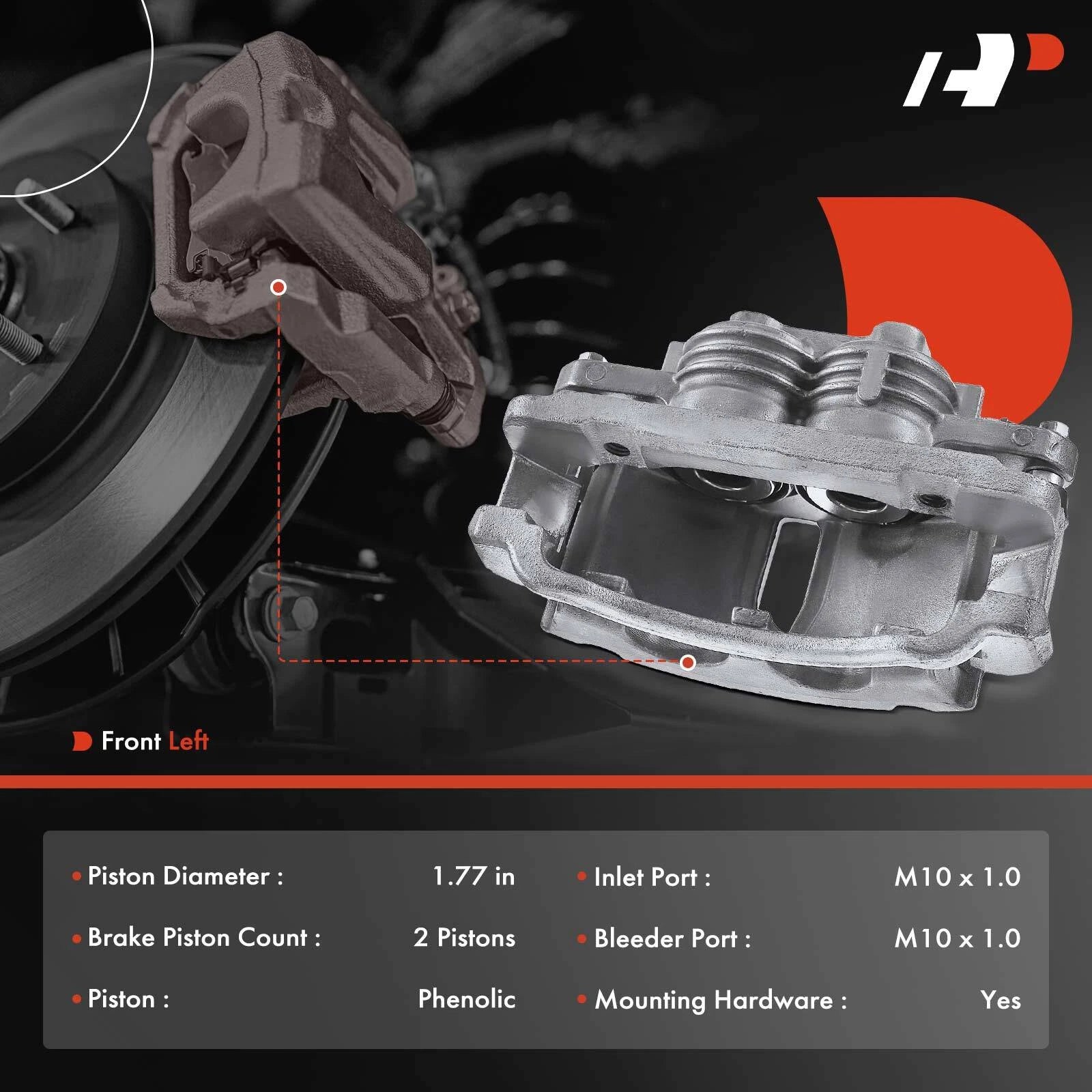 Front Driver Side Brake Caliper with Bracket for Ford Mustang (1999-2002)